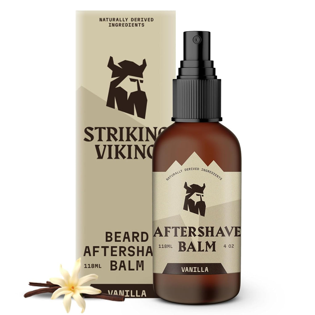 Striking Viking Aftershave Balm - Vanilla, 4 Oz | Hydrating Post-Shave Lotion & All-Day Cooling