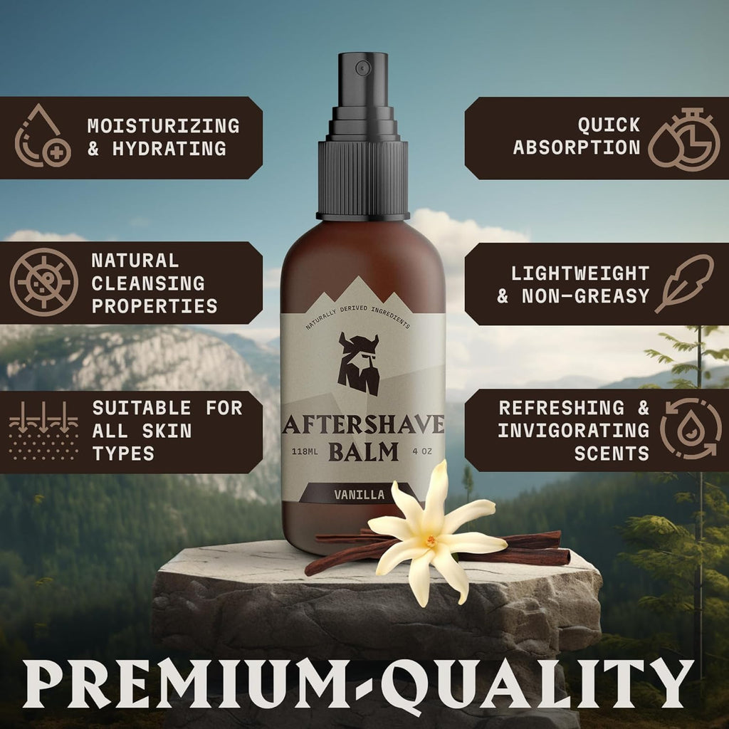 Striking Viking Aftershave Balm - Vanilla, 4 Oz | Hydrating Post-Shave Lotion & All-Day Cooling