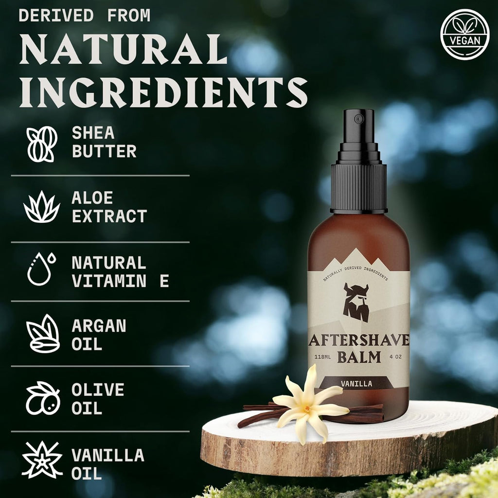 Striking Viking Aftershave Balm - Vanilla, 4 Oz | Hydrating Post-Shave Lotion & All-Day Cooling
