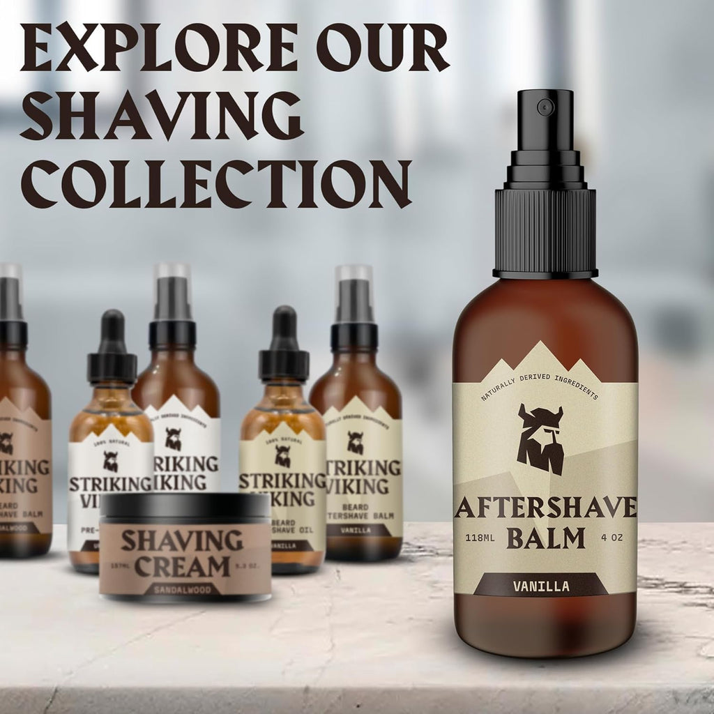 Striking Viking Aftershave Balm - Vanilla, 4 Oz | Hydrating Post-Shave Lotion & All-Day Cooling