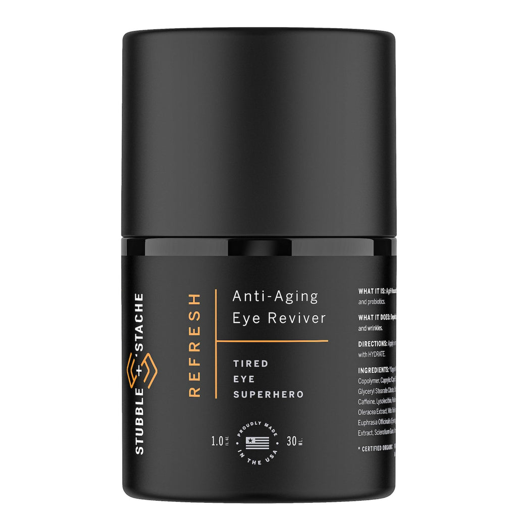 stubble & stache Refresh Under Eye Cream for Men – Fragrance-Free, Fast-Absorbing, Reduces Puffiness & Brightens Tired Eyes – With Acmella, Caffeine & Hyaluronic Acid – 1oz