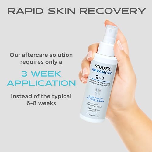 Studex Advanced 2-in-1 Piercing Aftercare & Cleanser – Hypochlorous Spray for Body & Ear (Pack of 2)
