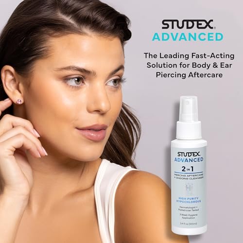 Studex Advanced 2-in-1 Piercing Aftercare & Cleanser – Hypochlorous Spray for Body & Ear (Pack of 2)