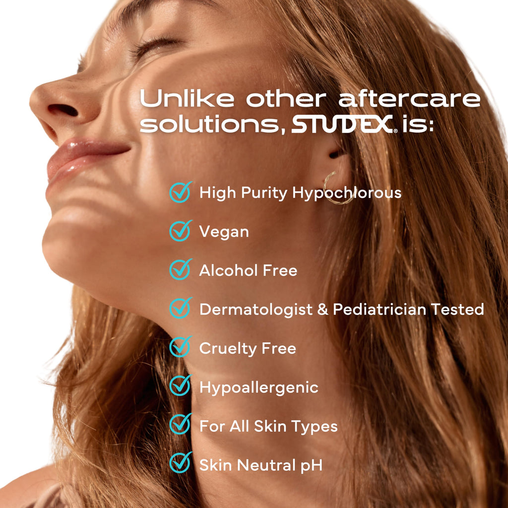 Studex Advanced 2-in-1 Piercing Aftercare & Cleanser – Hypochlorous Spray for Body & Ear (Pack of 2)