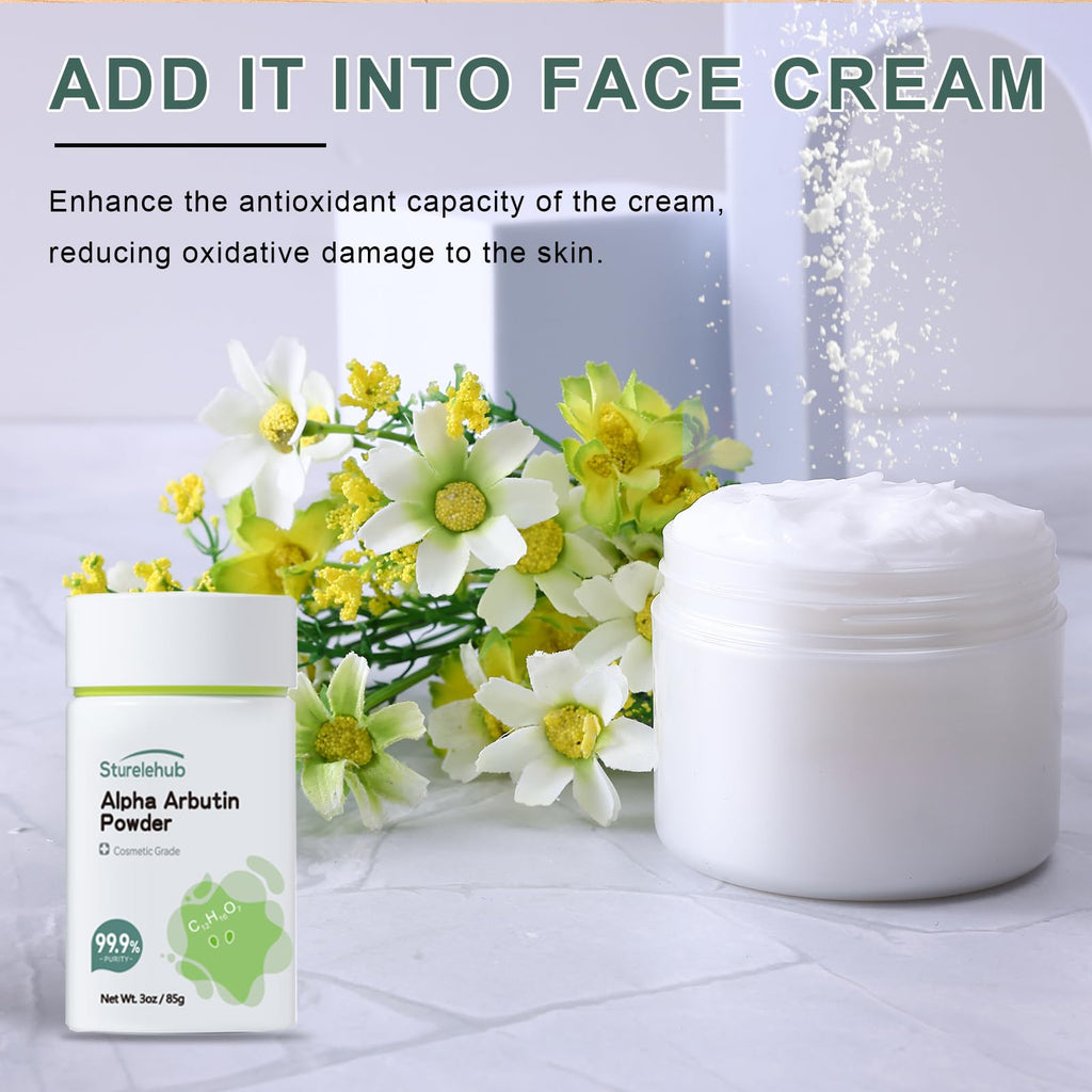 Sturelehub Alpha Arbutin Powder – 3OZ / 85g, 99.9% Purity, Cosmetic Grade for DIY Skincare