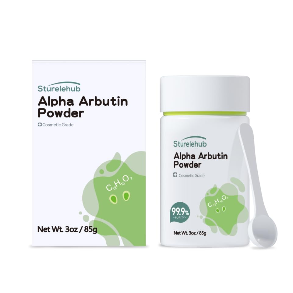 Sturelehub Alpha Arbutin Powder – 3OZ / 85g, 99.9% Purity, Cosmetic Grade for DIY Skincare