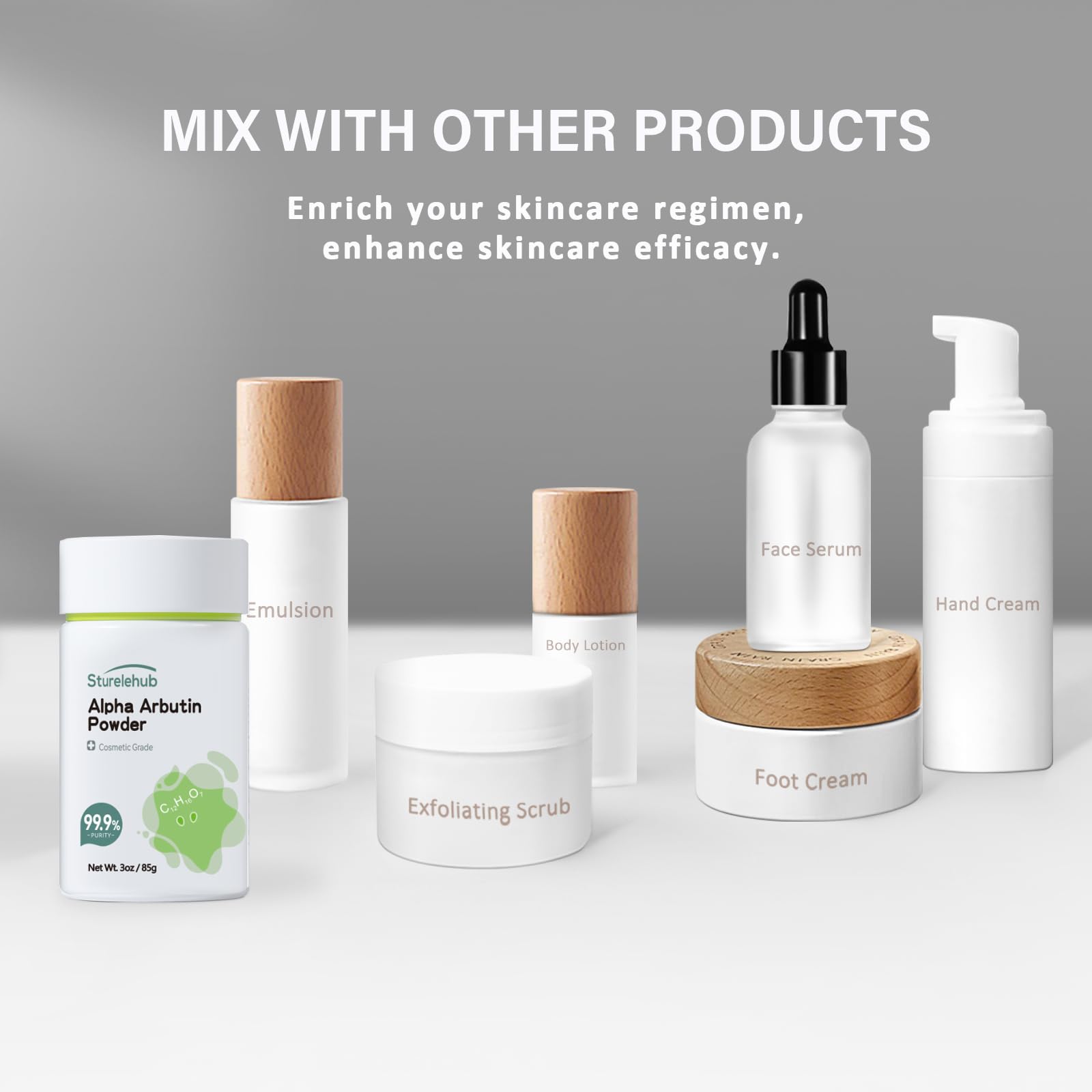 Sturelehub Alpha Arbutin Powder – 3OZ / 85g, 99.9% Purity, Cosmetic Grade for DIY Skincare