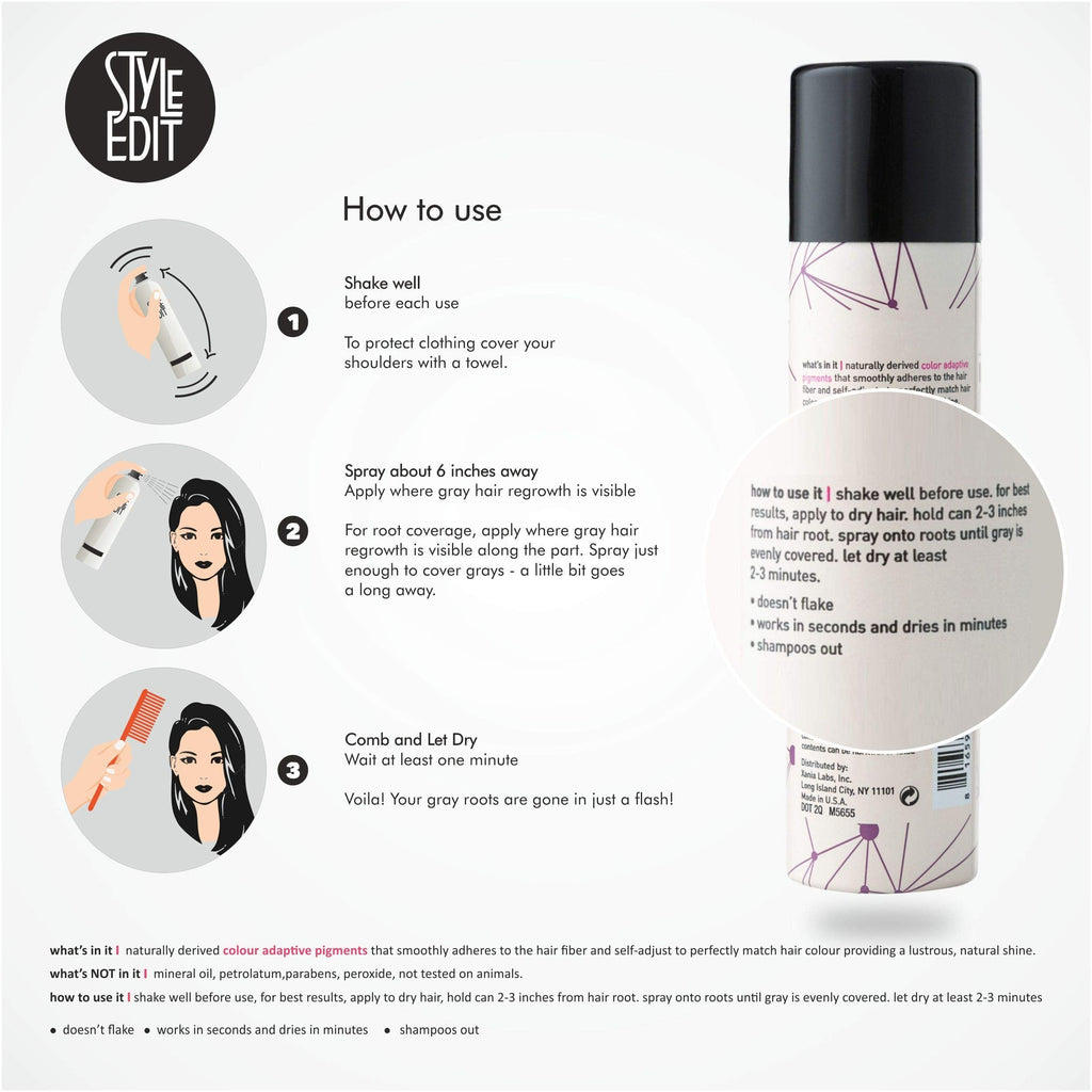 Style Edit Root Concealer Touch Up Spray – Instant Gray Root Coverage in Light Brown | 2 x 2 oz | Salon-Quality