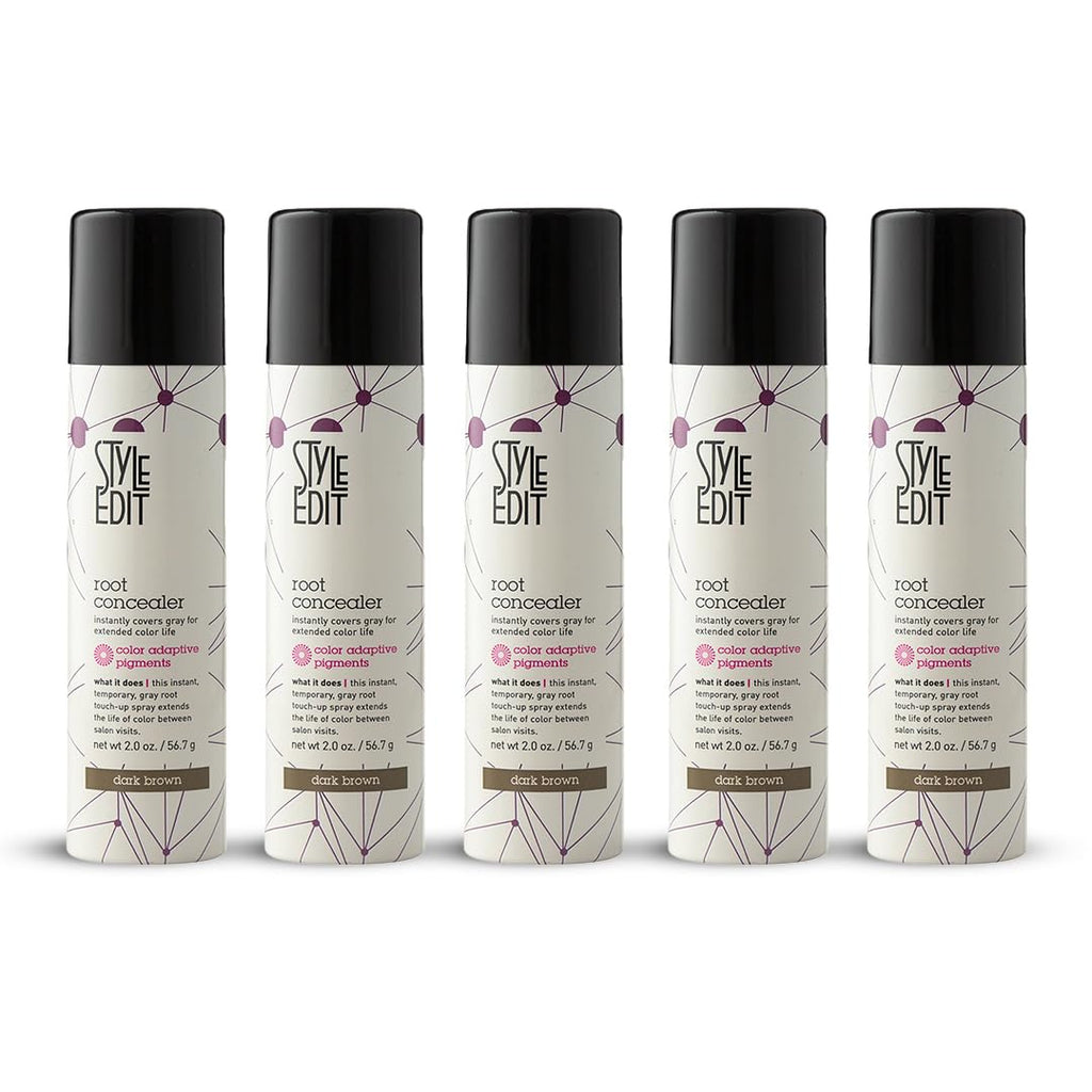 STYLE EDIT Root Concealer Touch Up Spray – Dark Brown, Pack of 5 (2 oz each) | Salon Quality