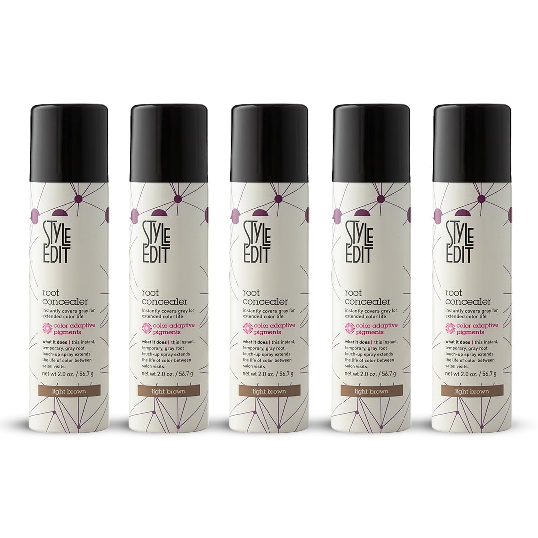 STYLE EDIT Root Concealer Touch-Up Spray – Instant Grey & Root Coverage (5-Pack, 2 oz Each) – Multiple Colors