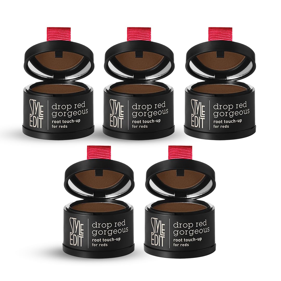 STYLE EDIT Root Cover Up Powder 5-Pack – Dark Red, Water-Resistant, Mess-Free Between Salon Visits