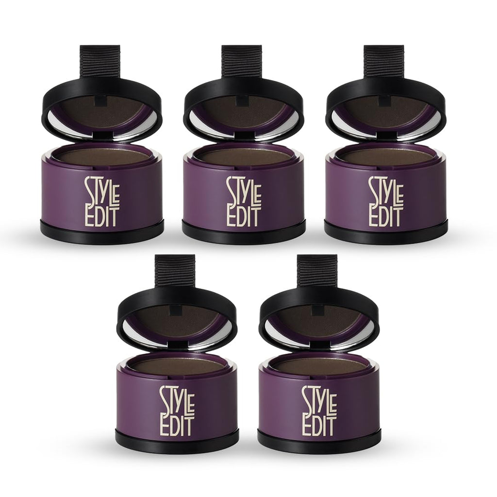 Style Edit Root Cover Up Powder 5-Pack – Dark Brown, Water-Resistant, Mess-Free