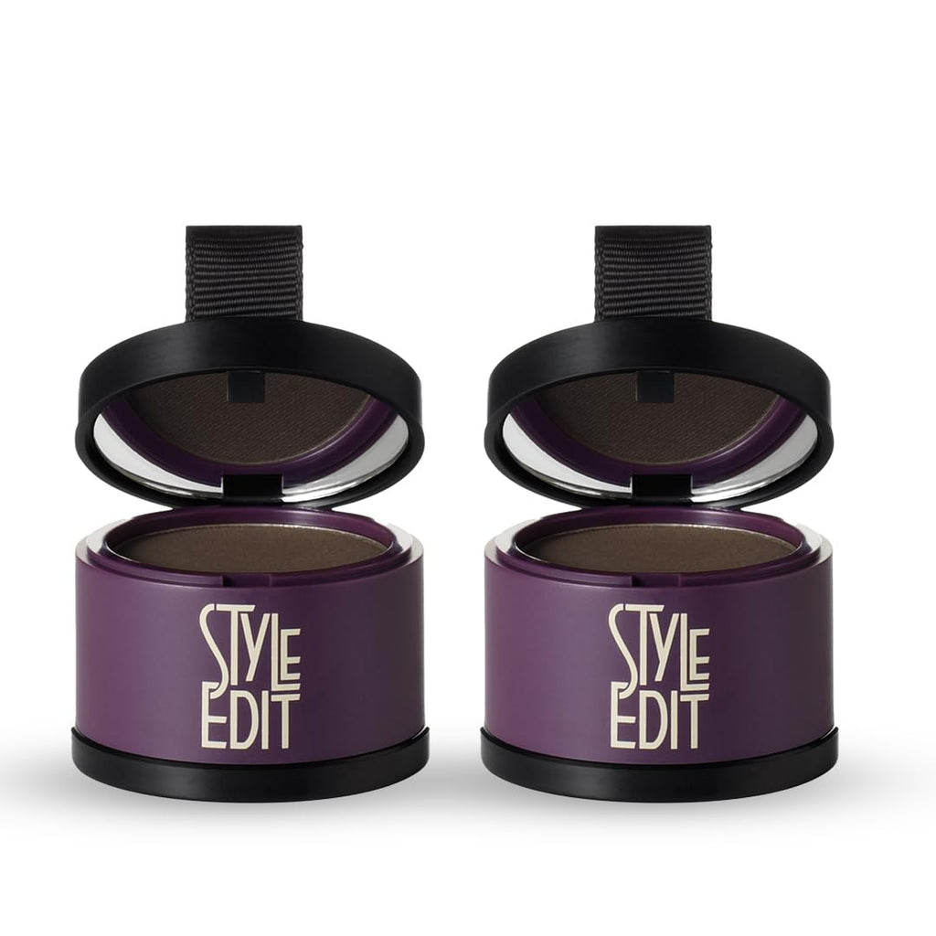 Style Edit Root Touch Up Powder for Dark Brown Hair – 2 Pack | Covers Grays & Roots | Mineral-Infused Concealer