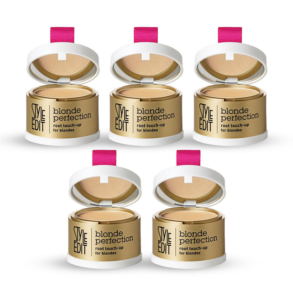 Style Edit Root Touch Up Powder (5 Pack) – Medium Blonde, Water-Resistant & Mess-Free