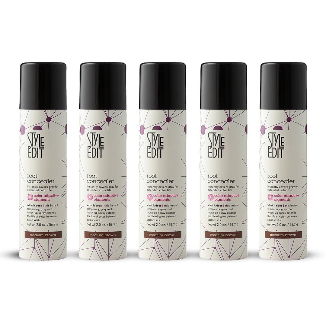 Style Edit Root Touch Up Spray | Temporary Gray Root Concealer – Medium Brown (2 oz)