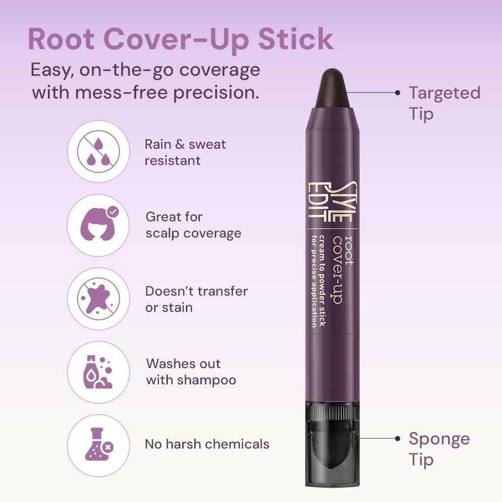 STYLE EDIT Root Touch Up Stick | Temporary Gray Root Concealer for Thin Hair | Black, 0.11 oz