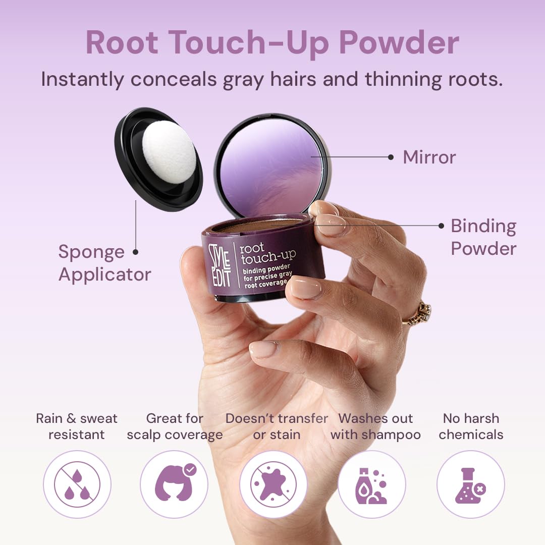 Style Edit Root Touch Up Powder for Medium Brown Hair | Gray Roots Coverage | Mineral-Infused 2-Pack
