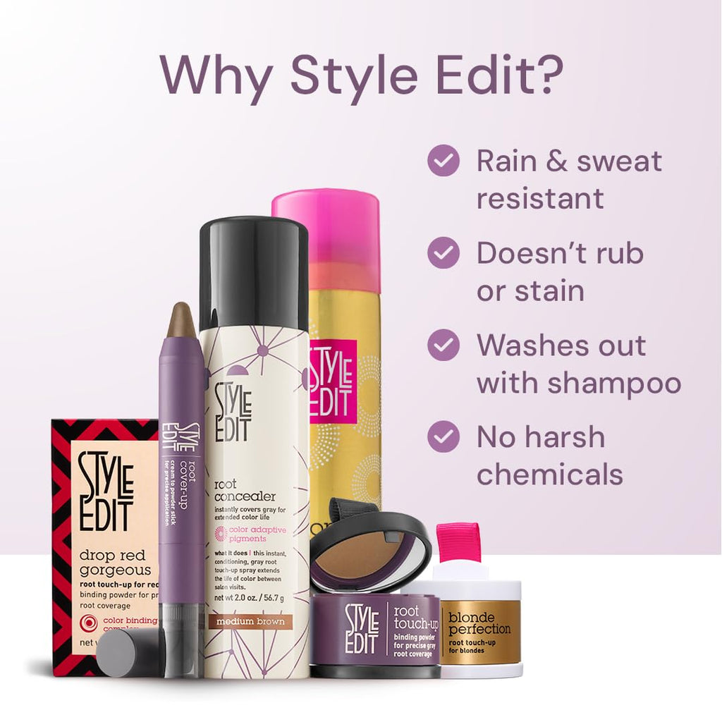 Style Edit Root Touch Up Spray | Temporary Gray Root Concealer – Medium Brown (2 oz)