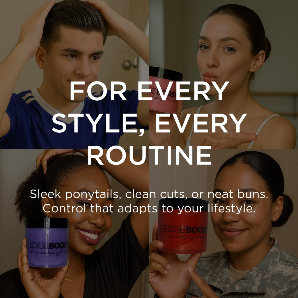 Style Factor EDGE BOOSTER Strong Hold Gel – Alcohol-Free, Camellia Seed Oil, 16.9oz