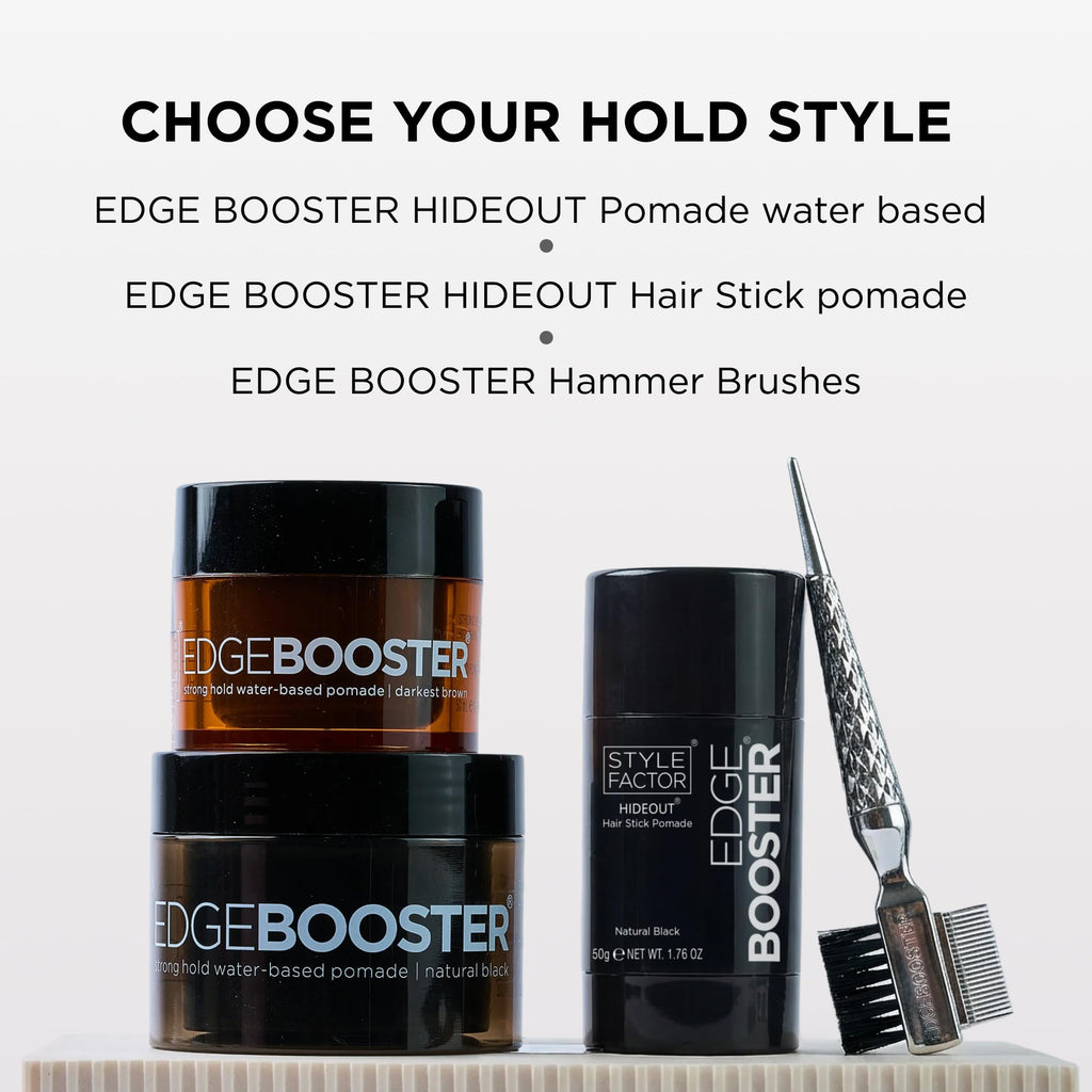 Style Factor Edge Booster Hideout Pomade – Black Tint, Strong Hold, Gray Coverage