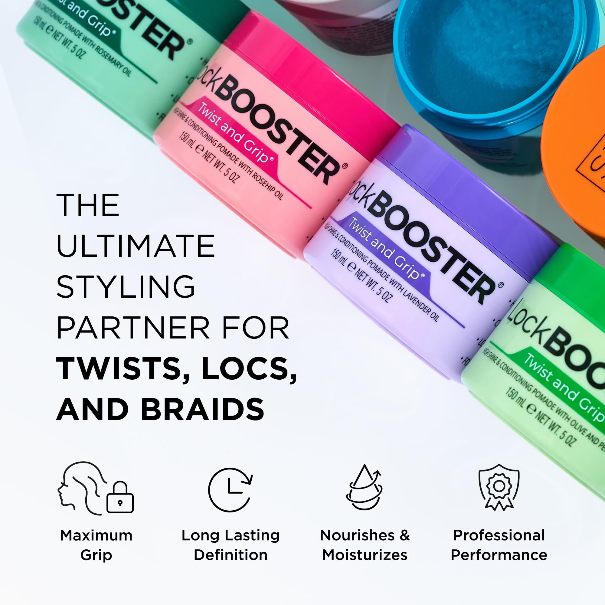 Style Factor Lock BOOSTER Twist & Grip Braid Gel (5 Oz) – Strong Hold, Frizz-Free, Rosemary Oil