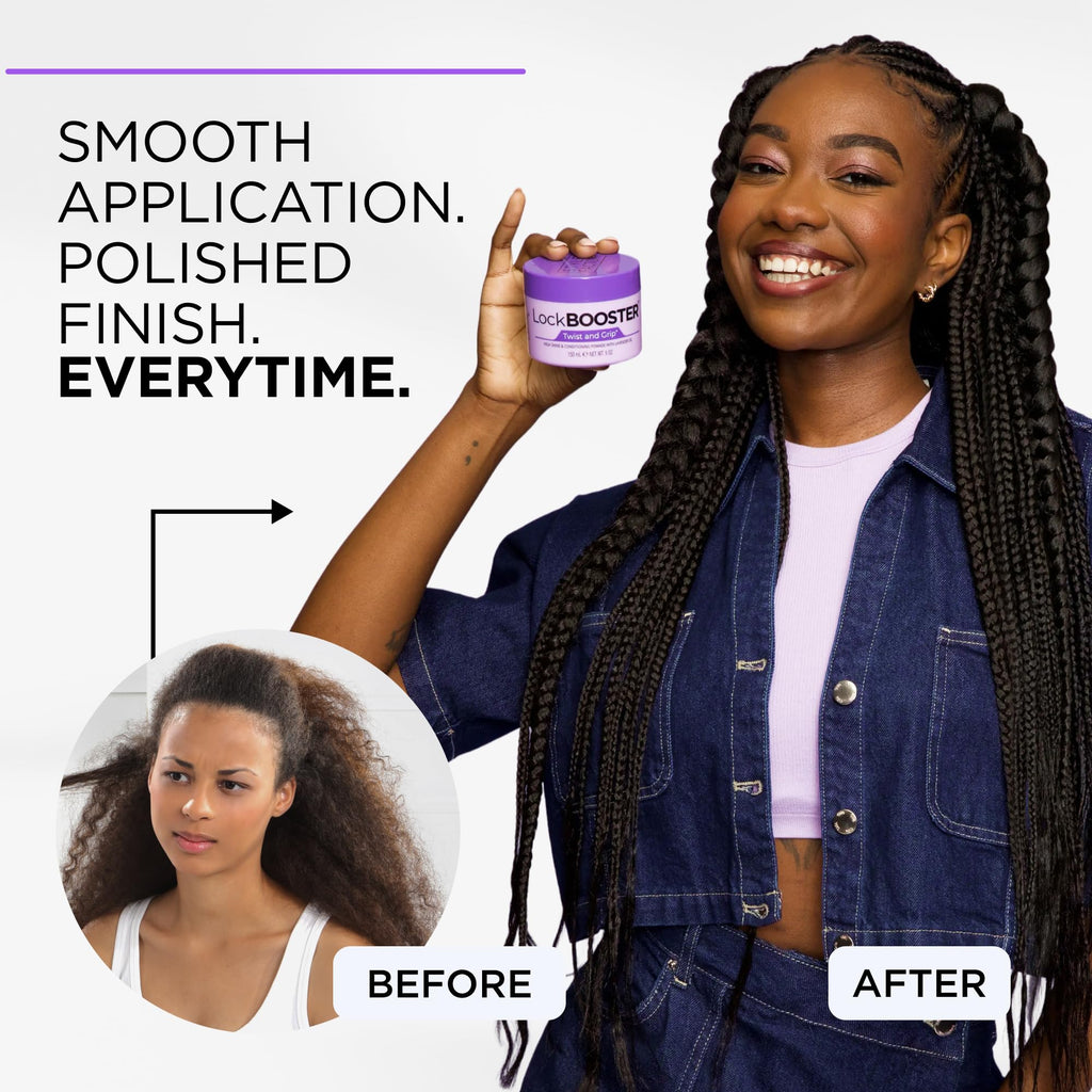 Style Factor Lock BOOSTER Twist & Grip Braid Gel (5 Oz) – Strong Hold, Frizz-Free, Rosemary Oil
