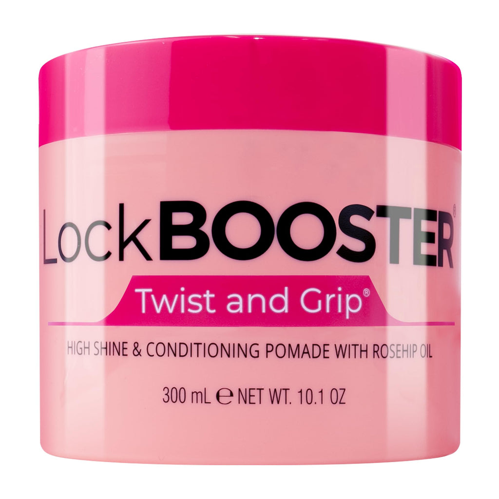 Style Factor Lock BOOSTER Twist & Grip Braid Gel – 10.1 oz with Rosehip Oil | Strong Hold, Flake-Free Shine