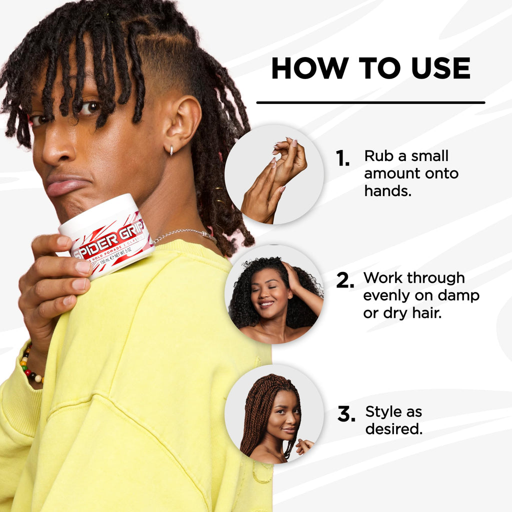 Style Factor Spider Grip Strong Hold Pomade for Braids, Locs & Twists – Castor Oil, 10.1 oz
