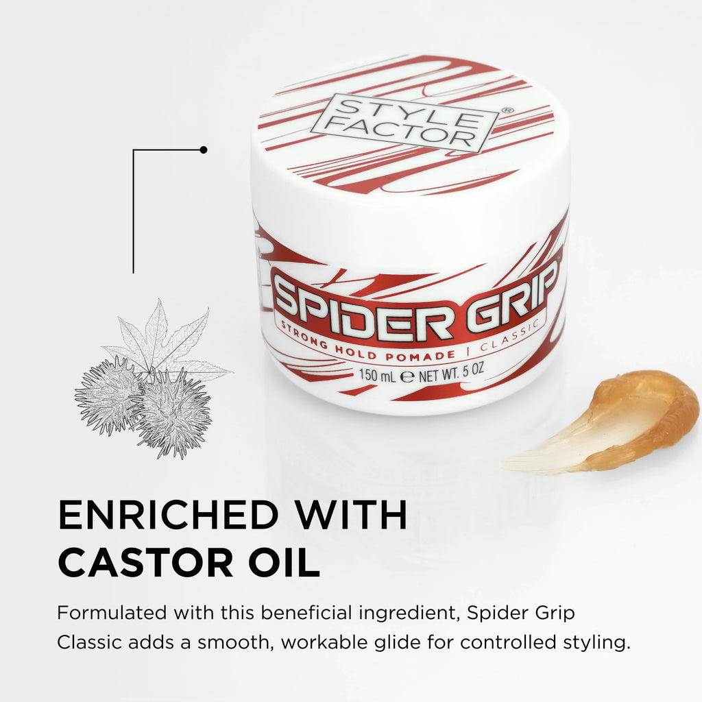 Style Factor Spider Grip Strong Hold Pomade for Braids, Locs & Twists – Castor Oil, 10.1 oz