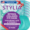 Stylia Under Eye Patches for Puffy Eyes & Dark Circles (30 Pairs) - Marine Collagen Mask with Retinol, Vitamin C, Hyaluronic Acid, Pearl Extract