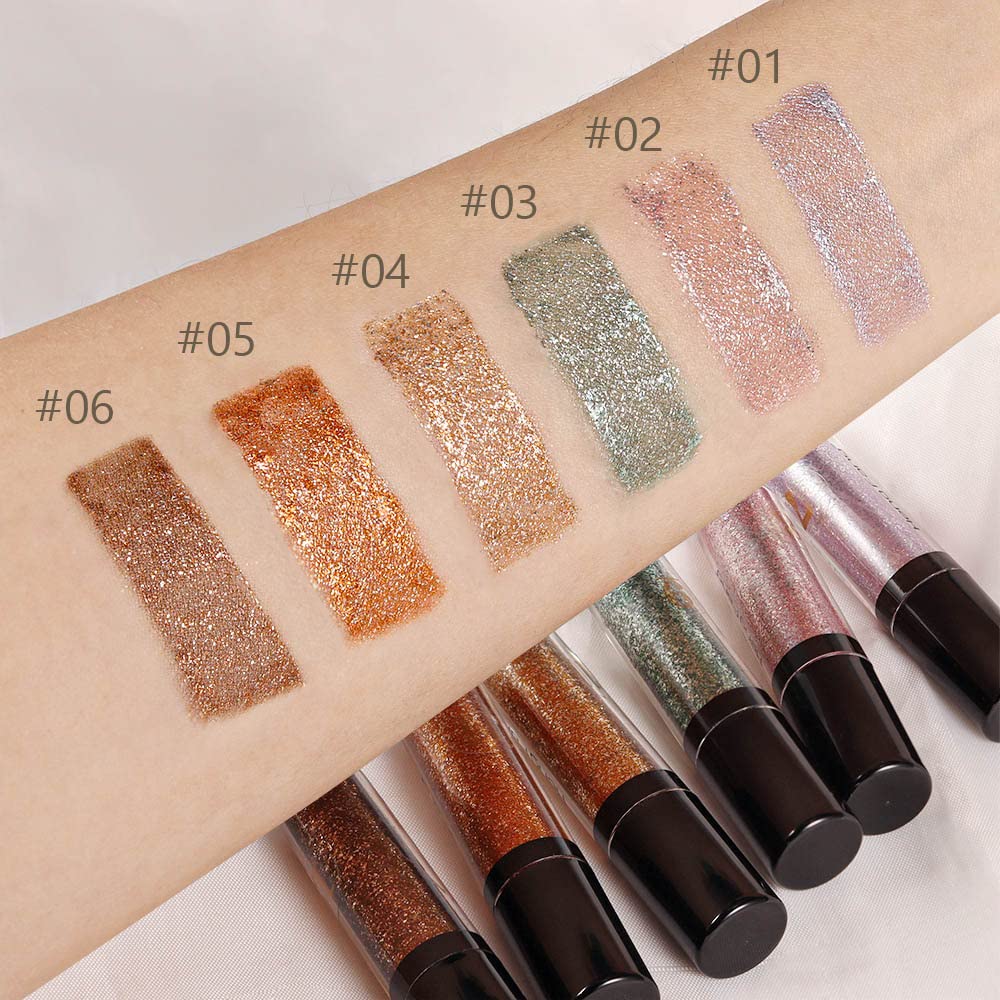 SUAKE 6-Color Waterproof Liquid Glitter Eyeshadow & Eyeliner Kit – Long-Wearing Eye Makeup Set