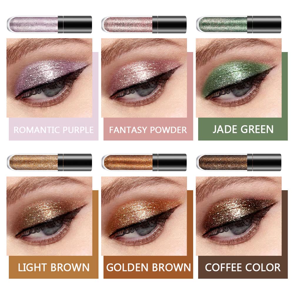 SUAKE 6-Color Waterproof Liquid Glitter Eyeshadow & Eyeliner Kit – Long-Wearing Eye Makeup Set
