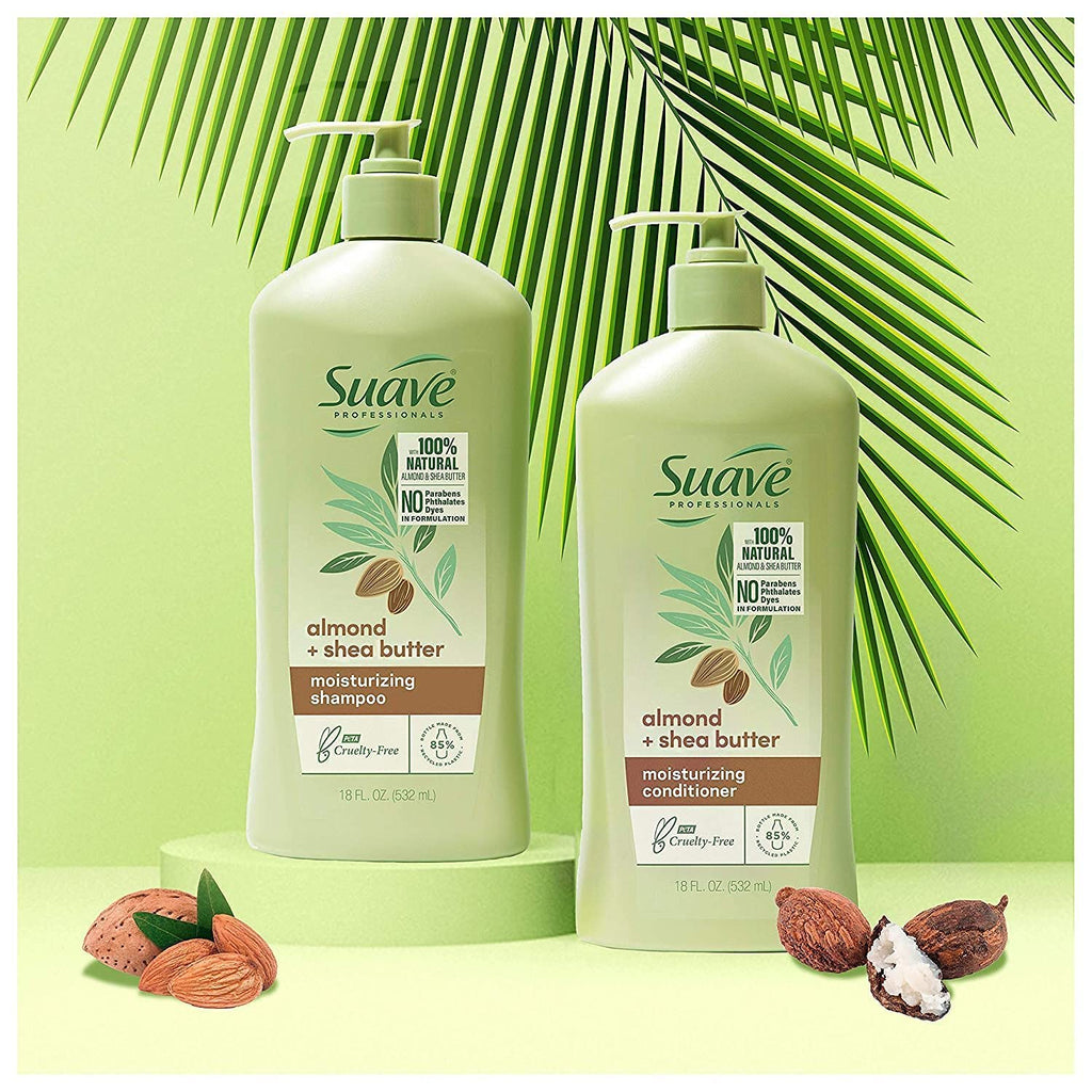 Suave Professionals Almond + Shea Butter Moisturizing Shampoo & Conditioner – 18 oz, 2 Count