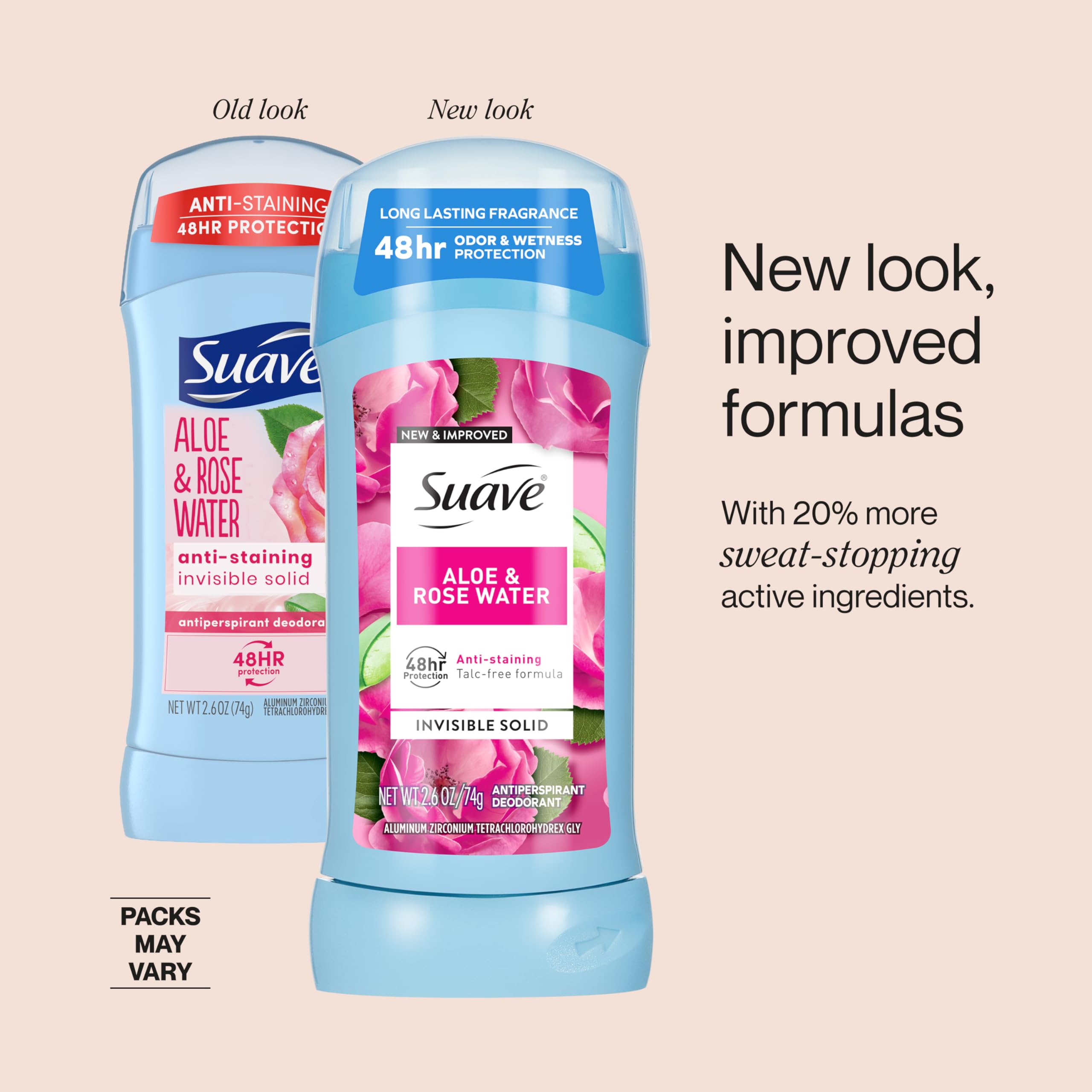 Suave Aloe & Rose Water Invisible Antiperspirant Deodorant for Women – 48-Hour Protection, 2.6 oz (12 Bulk Pack)