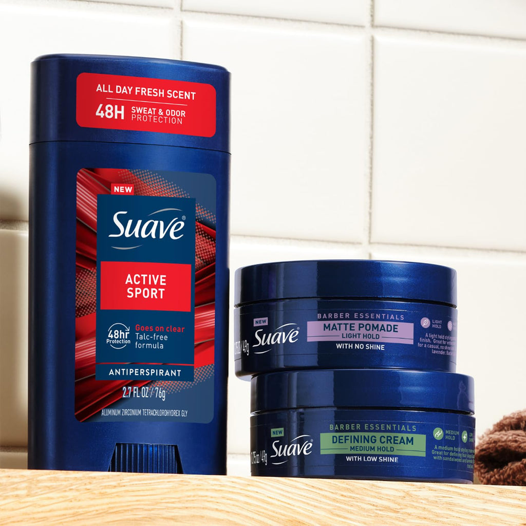 Suave+ Barber Essentials 2-Pack – Matte Pomade & Defining Cream for Men | Light to Medium Hold