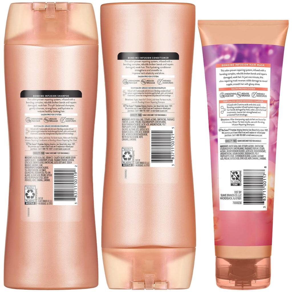 Suave Bonding Infusion Shampoo, Conditioner & Hair Mask – 3-Piece Restorative Set