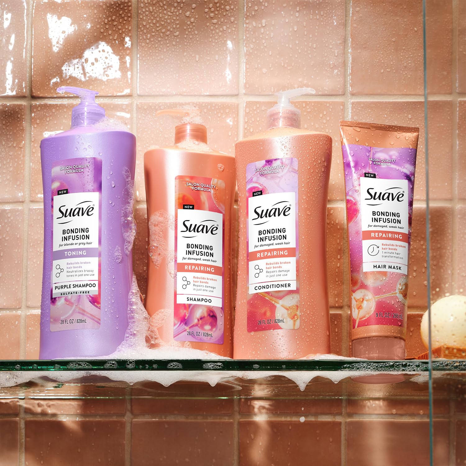 Suave Bonding Infusion Shampoo, Conditioner & Hair Mask – 3-Piece Restorative Set