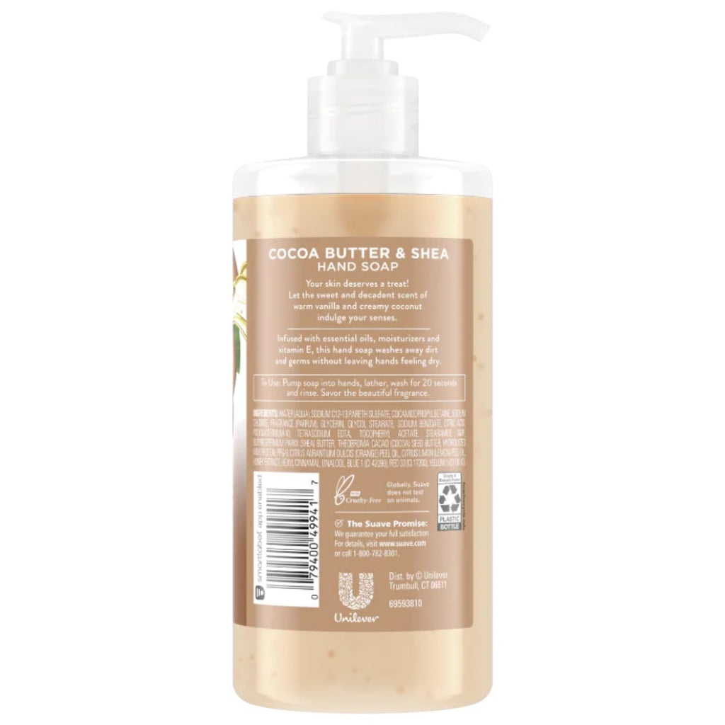 Suave Cocoa Butter & Shea Hand Soap 4-Pack – Moisturizing Vanilla Coconut Scent