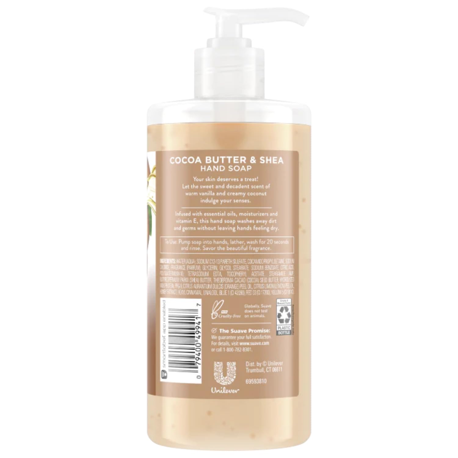 Suave Cocoa Butter & Shea Hand Soap 4-Pack – Moisturizing Vanilla Coconut Scent