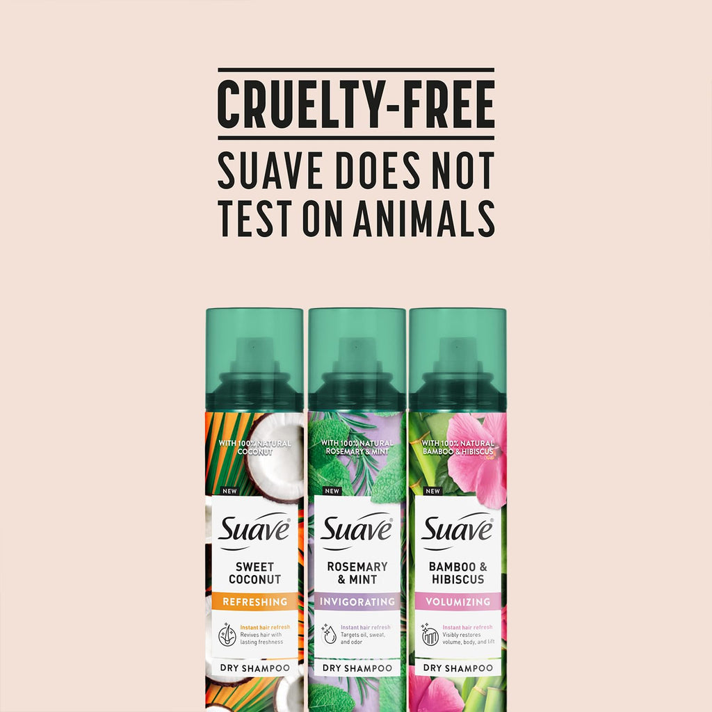 Suave Dry Shampoo Spray Variety 3-Pack – Rosemary & Mint, Bamboo & Hibiscus, Sweet Coconut (4.3 oz each)