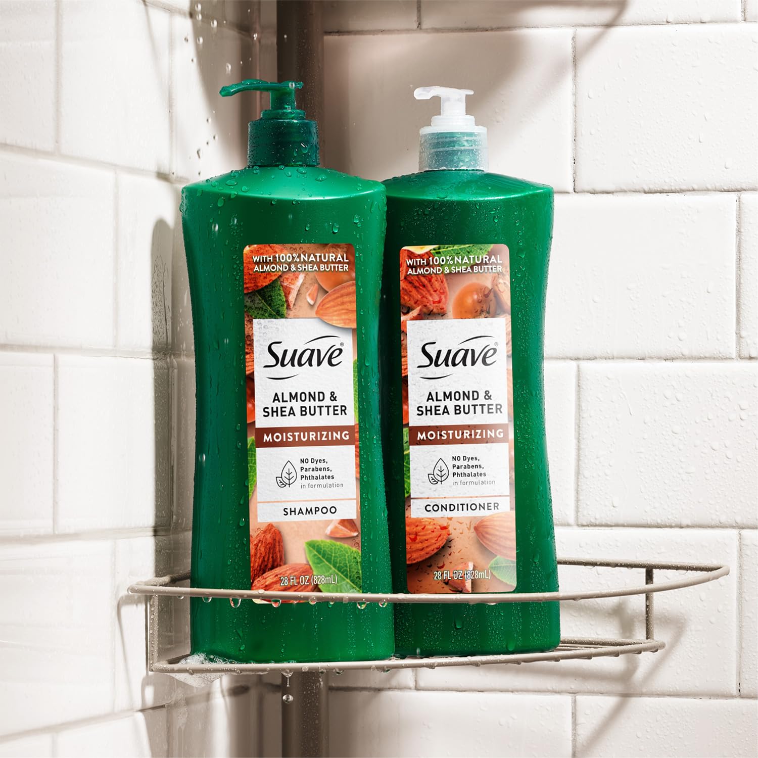 Suave Keratin Infusion + Almond & Shea Butter Shampoo & Conditioner Set – Frizz Control, 28 oz Each (4-Piece)