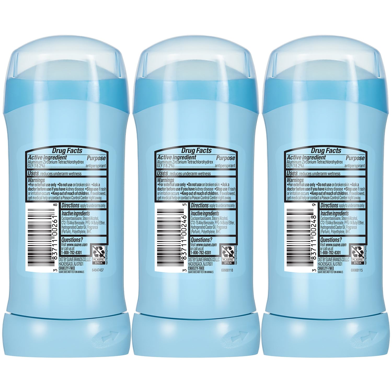 Suave Antiperspirant Deodorant 3-Pack – Tropical Paradise, Mango & Citrus, Everlasting Sunshine