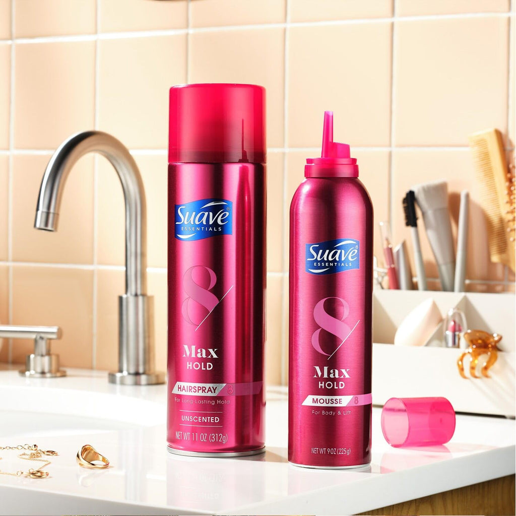 Suave+ Max Hold Hairspray Bundle — Scented & Unscented, 11 oz Each (4-Piece Set) | Cruelty-Free
