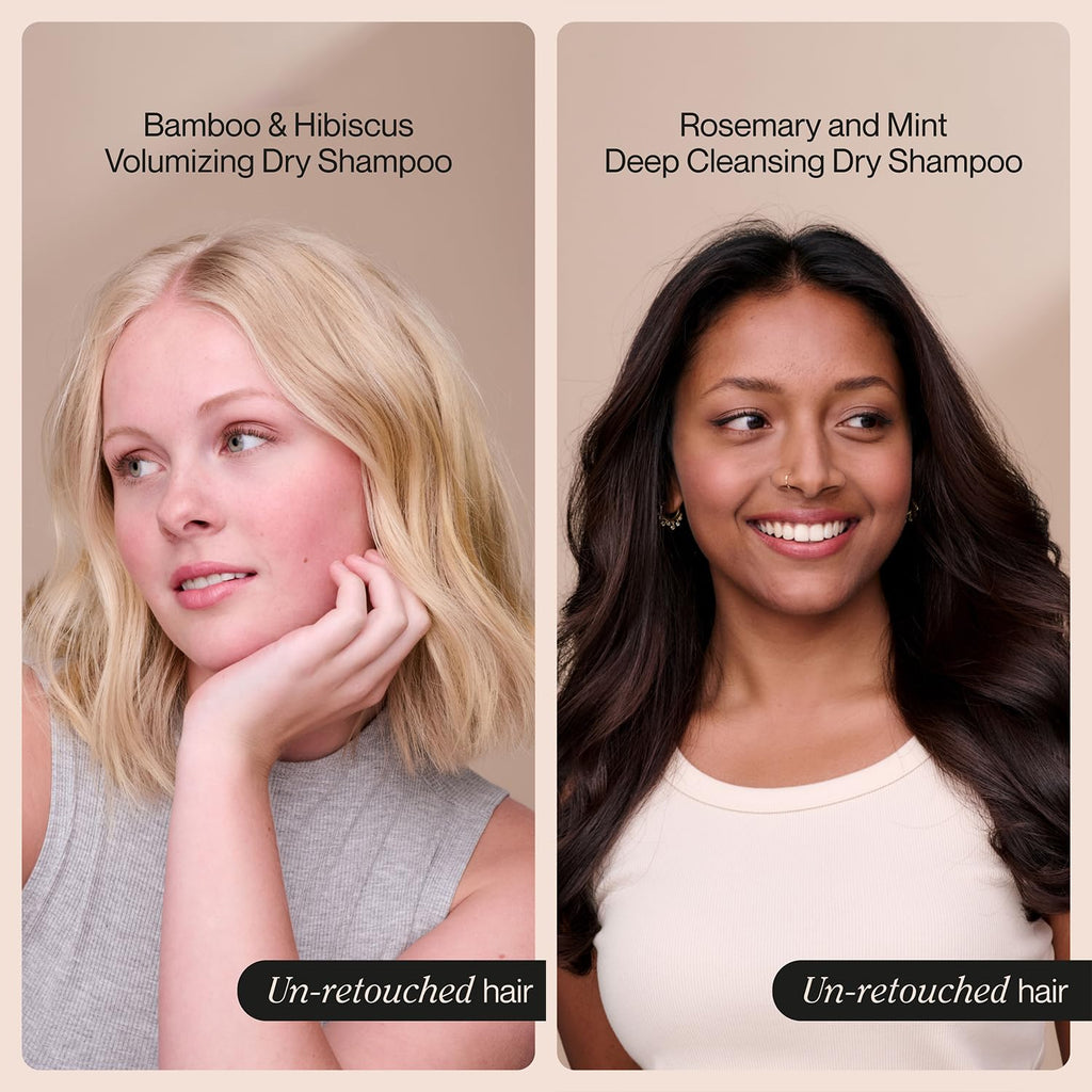 Suave Dry Shampoo Spray Variety 2-Pack – Invigorating Rosemary & Mint + Volumizing Bamboo & Hibiscus, 4.3 oz ea