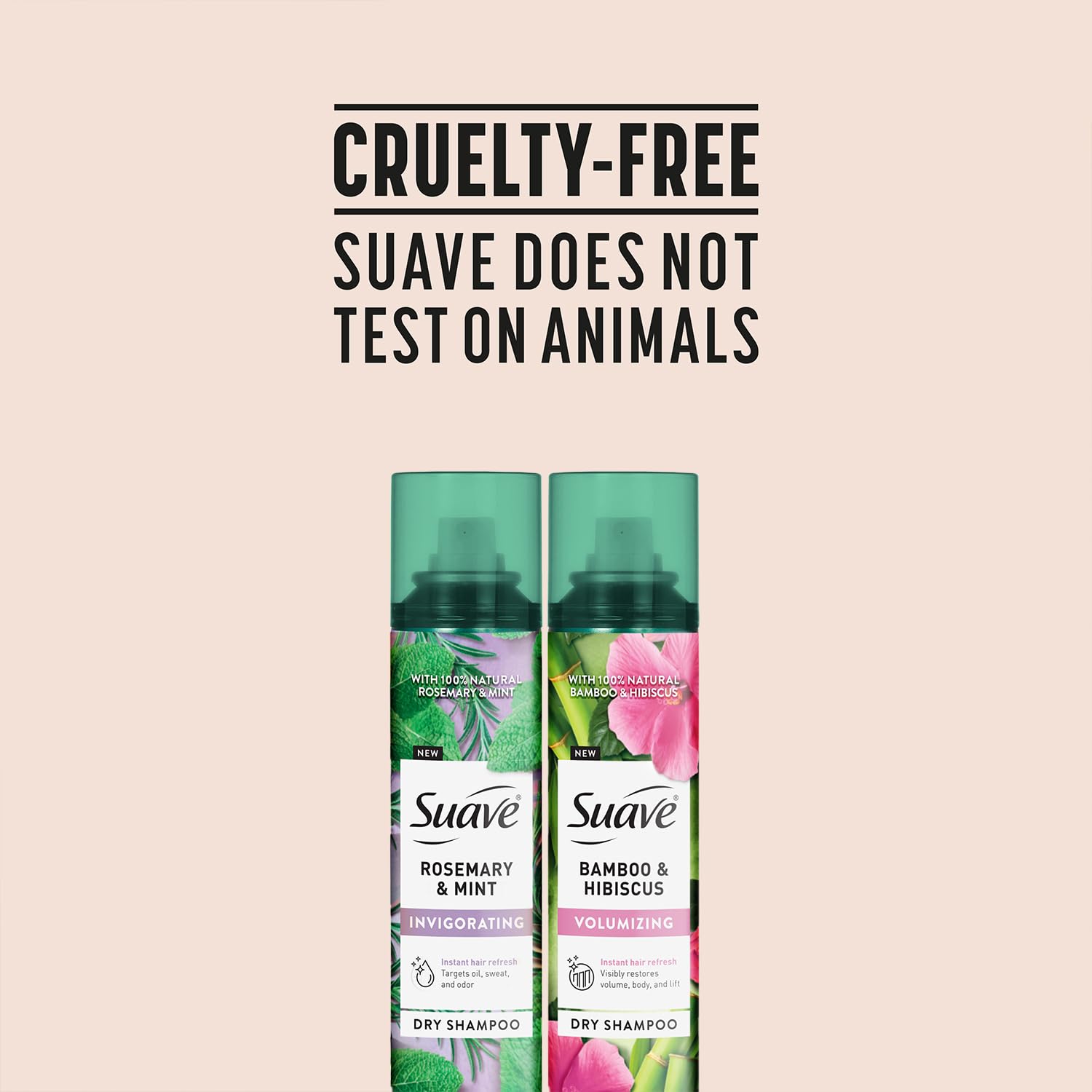Suave Dry Shampoo Spray Variety 2-Pack – Invigorating Rosemary & Mint + Volumizing Bamboo & Hibiscus, 4.3 oz ea