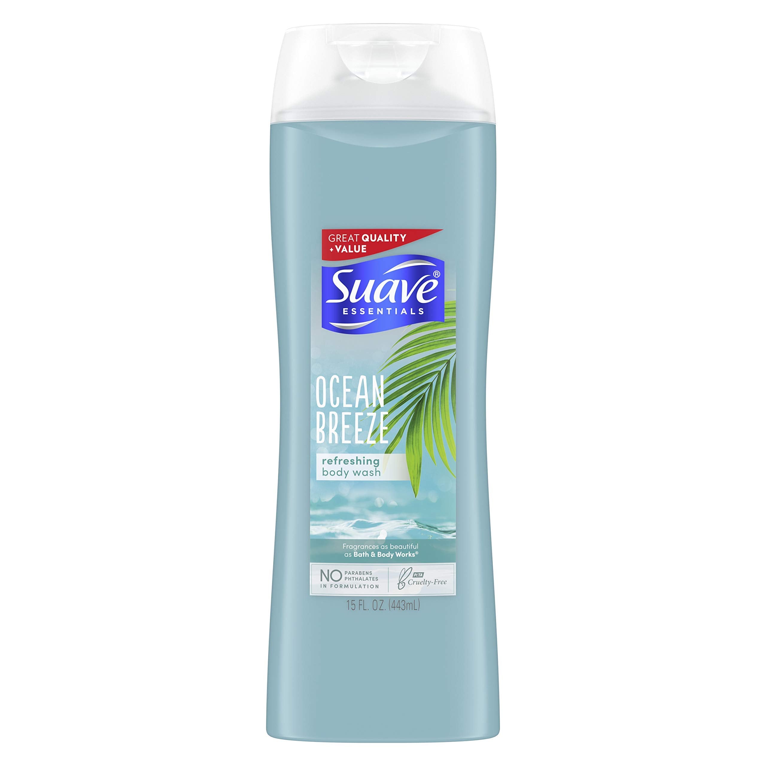 Suave Essentials Ocean Breeze Body Wash – Hydrating Deep Clean, 15 fl oz