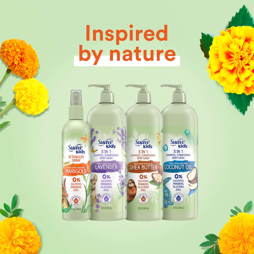 Suave Kids Shampoo & Conditioner for Curls – Sweet Almond & Honey (2-Pack) + Detangler Spray