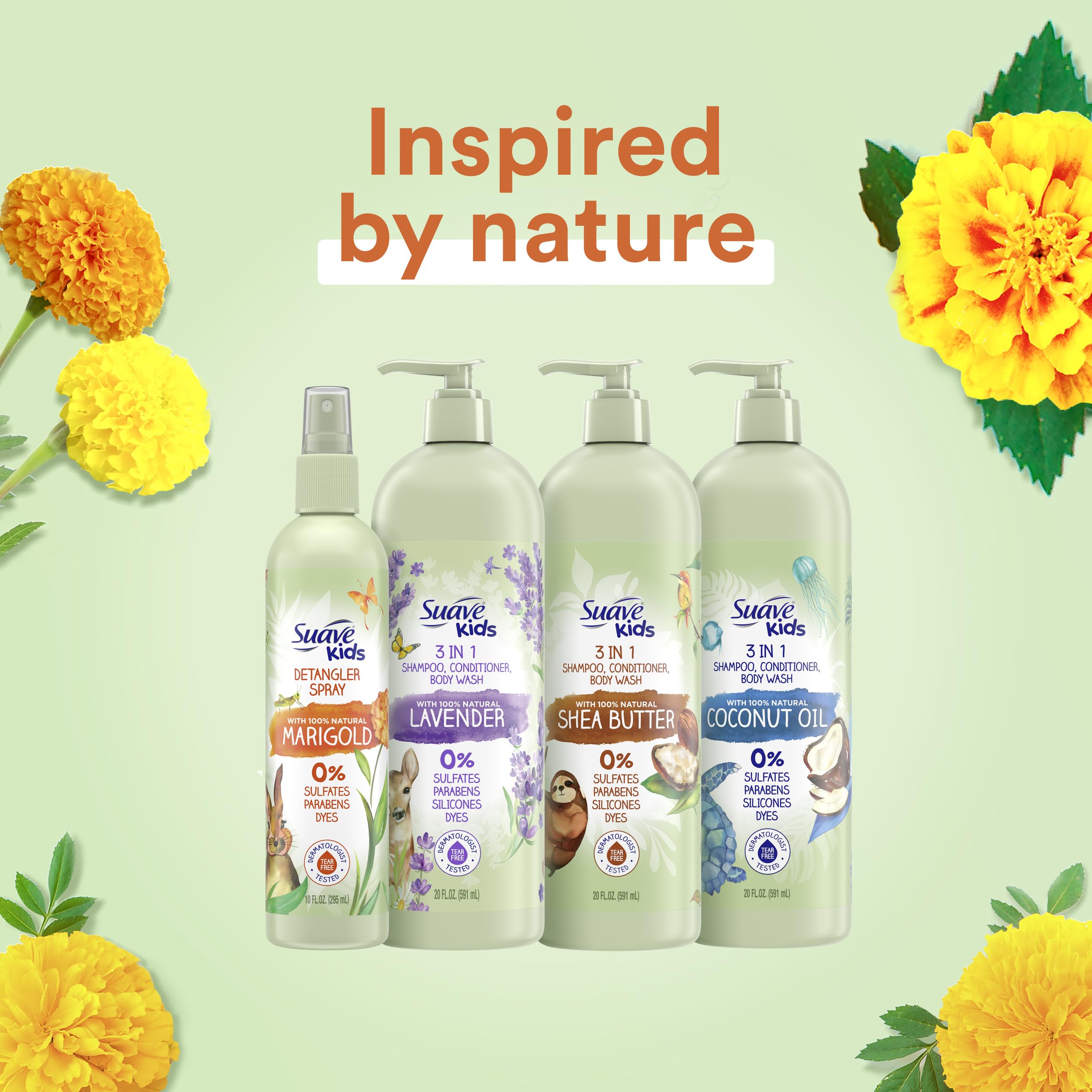 Suave Kids Shampoo & Conditioner for Curls – Sweet Almond & Honey (2-Pack) + Detangler Spray