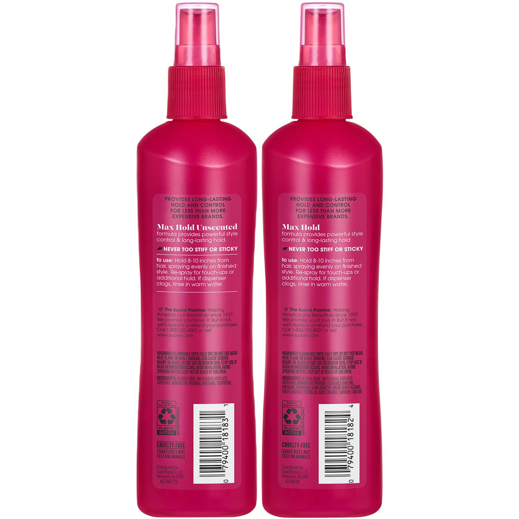 Suave Max Hold Hairspray Bundle – Non-Aerosol, Unscented & Scented, 11 oz (3-Piece)