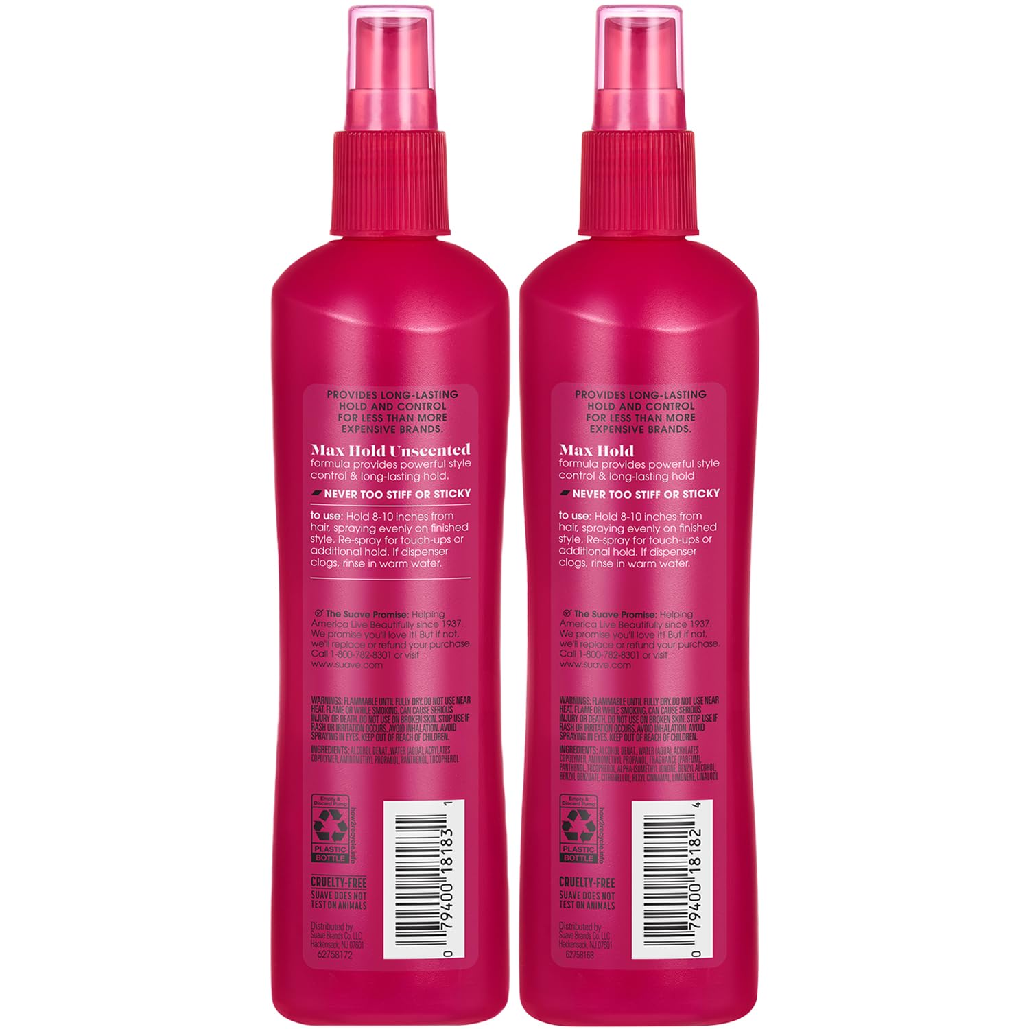 Suave Max Hold Hairspray Bundle – Non-Aerosol, Unscented & Scented, 11 oz (3-Piece)